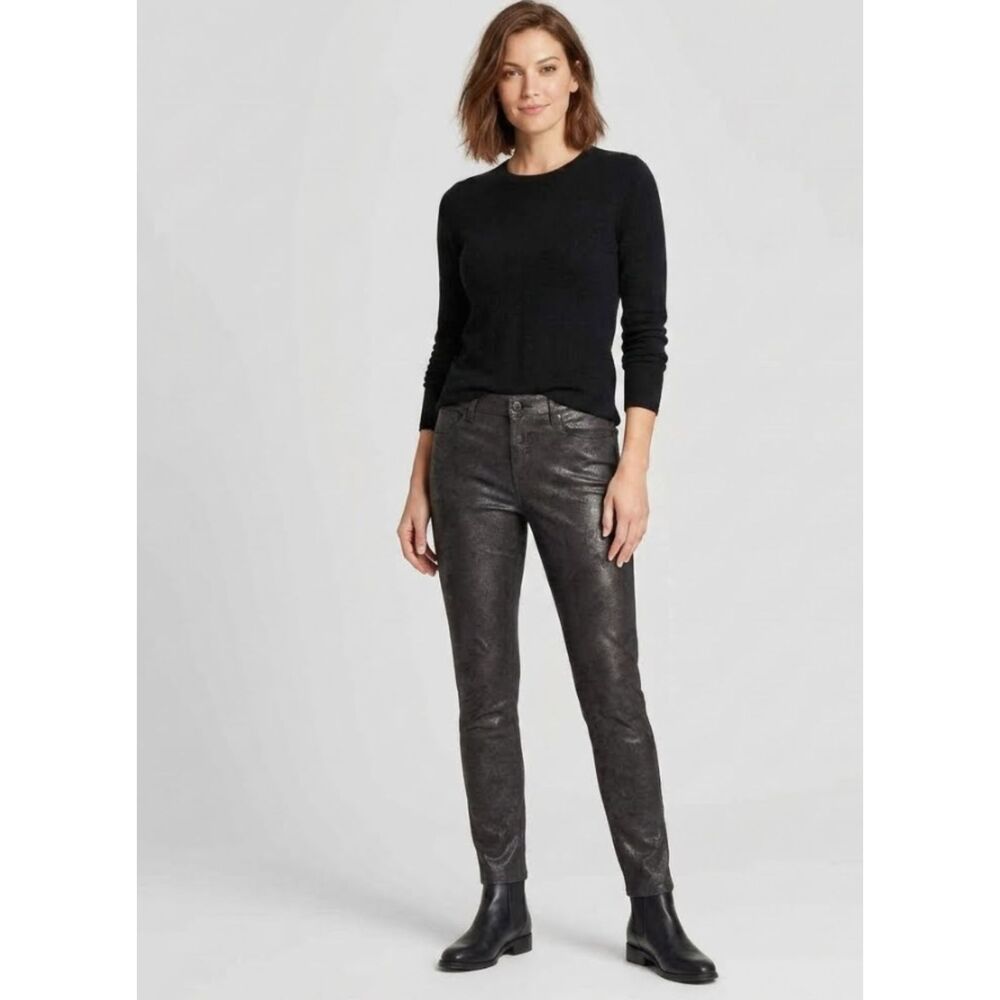 Chico's Faux Leather Slim Pull On Pants Women's Size Medium 8 (Chico's Size 1)